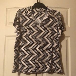 AW Golf - Black White & Gold Shirt w/front zip